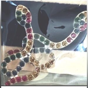 Snake Earrings Silver with crystal rhinestones multicolor GG snake design